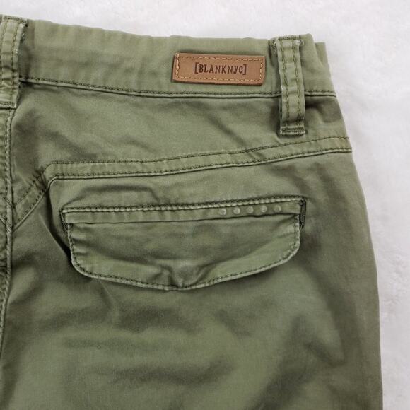 Blank NYC Skinny Pants Women 24 The Stick Shift Green Moto Zip Ankle - Picture 6 of 7